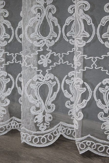 Тюль VR-Textil 1414т Фатин с вышивкой Белый 300х270 см (42-0207) Киев - изображение 3