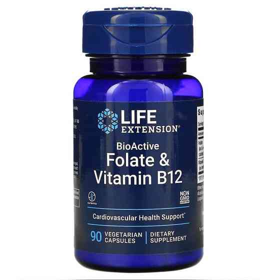 Фолієва кислота та вітамін B12 (Folate and Vitamin B12) 680 мкг/300 мкг 90 капсул Київ