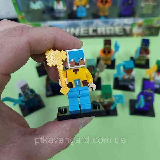 Набір фігурок Майнкрафт 12 шт підставками + зброя 2912-1 Хмельницький