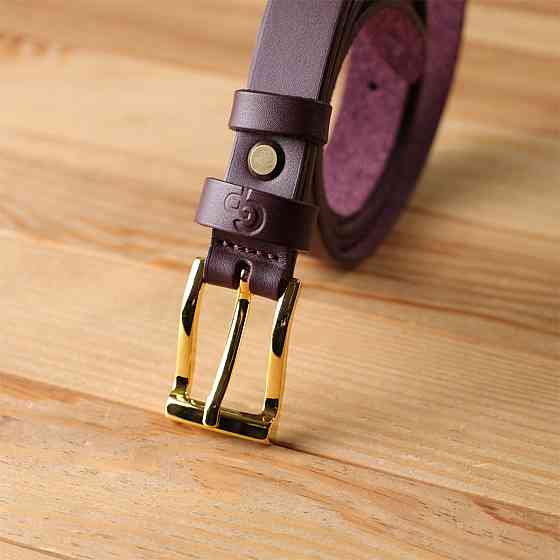 Модний вузький шкіряний ремінь для жінок GRANDE PELLE 22953 Бордовий Київ