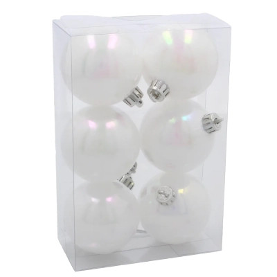 Елочная игрушка Chomik пластикові кульки компл. 6шт, 6см, білий перламутр (5900779893696) Винница - изображение 1