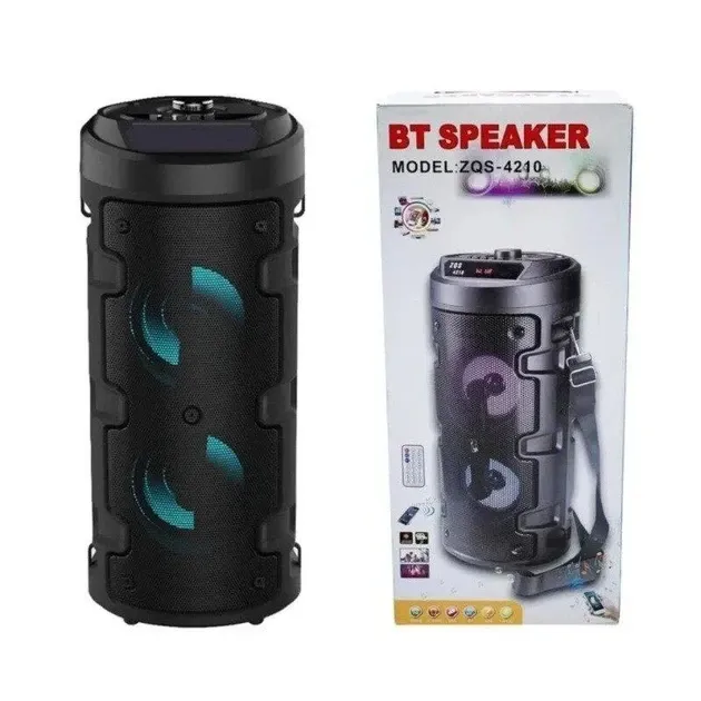Портативна музична колонка Bluetooth ZQS-4210, потужний звук, підтримка TF-карти, FM, USB, LED підсвітка Одеса - фото 1
