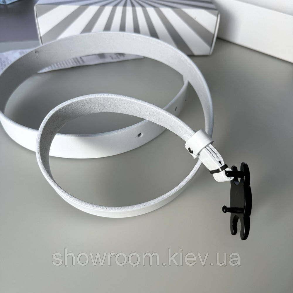 Женский белый кожаный ремень Celine black (3 cм) Киев - изображение 4