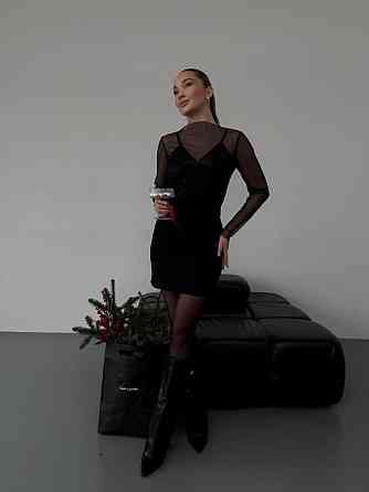 Женское праздничное мини платье с блестками креп дайвинг сетка Одесса