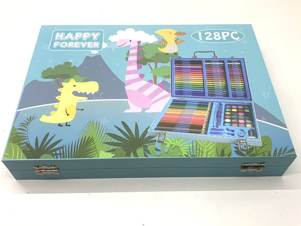 Дитячий набір для малювання 128 елементів крейда олівці фарби фломастери в валізці Блакитний (З 56366) Чернигов - изображение 5