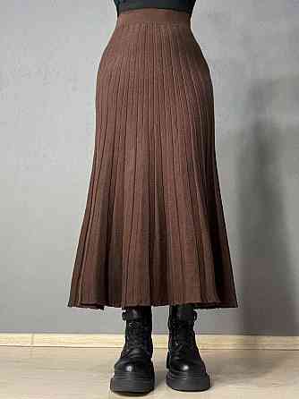 Спідниця жіноча My fashion 8893 в’язана довга максі пліссе трапеція коричнева, коричневий, one size Київ