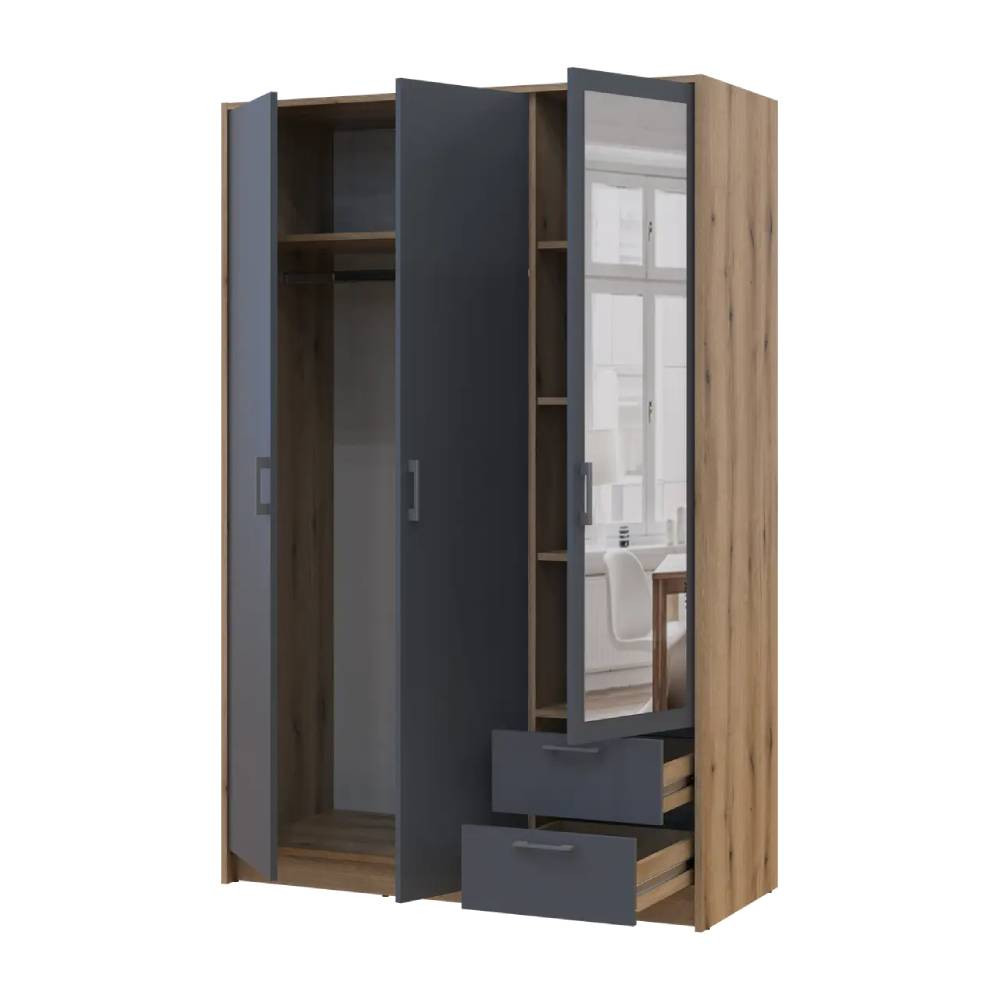 Шкаф для одежды Doros Ронди с зеркалом Дуб Артизан/Графит 3ДСП 121х52х195 DRS-011670 (80737816) Львов - изображение 2