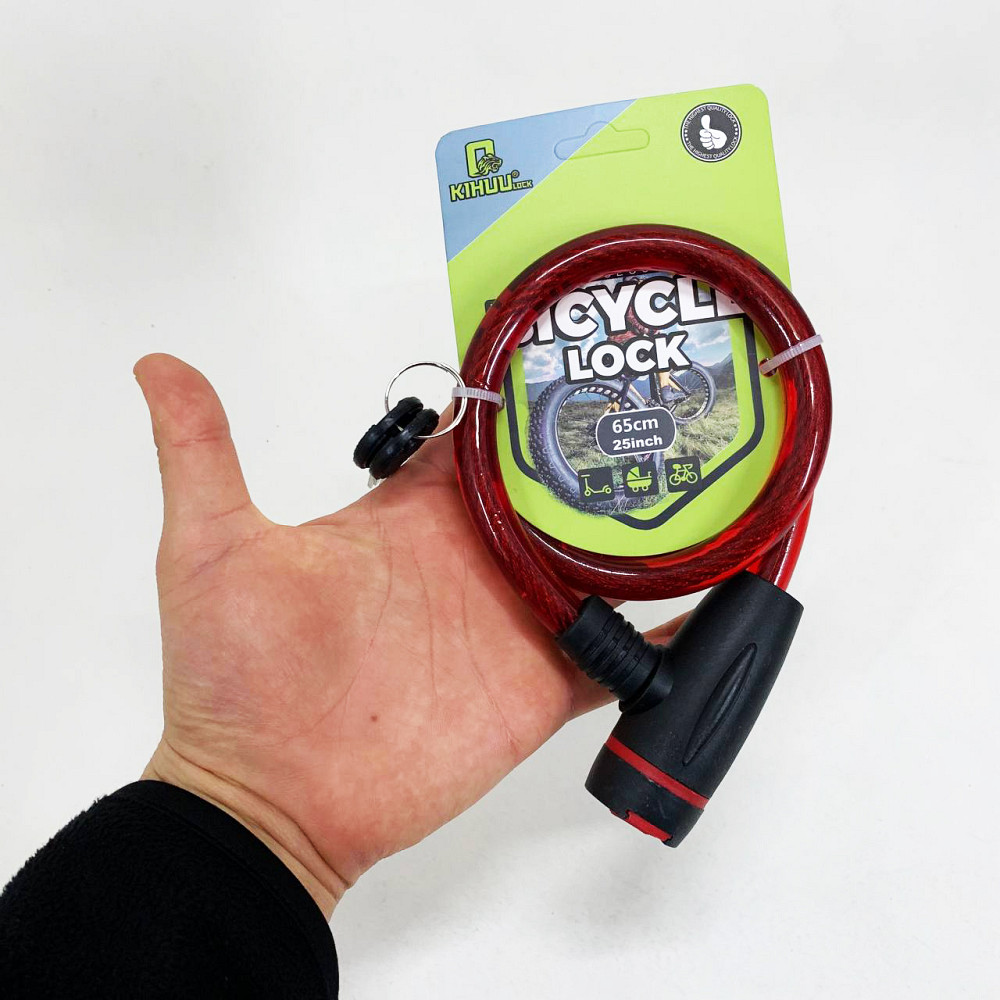 Замок велосипедный KIHUU LOCK 187, 15*65 тросовый, 2 ключа. Цвет: красный LG-91 Львов - изображение 4
