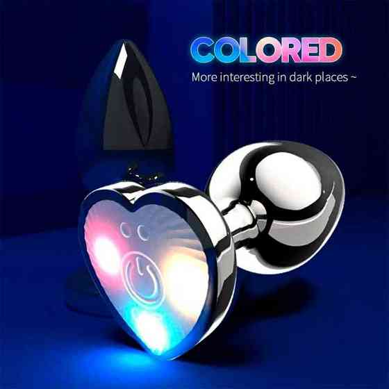 Сталева смарт анальна пробка, що світиться Magic Motion Equinox USB з Д/К - 8,2*3,4 см — Анальні іграшки Вінниця