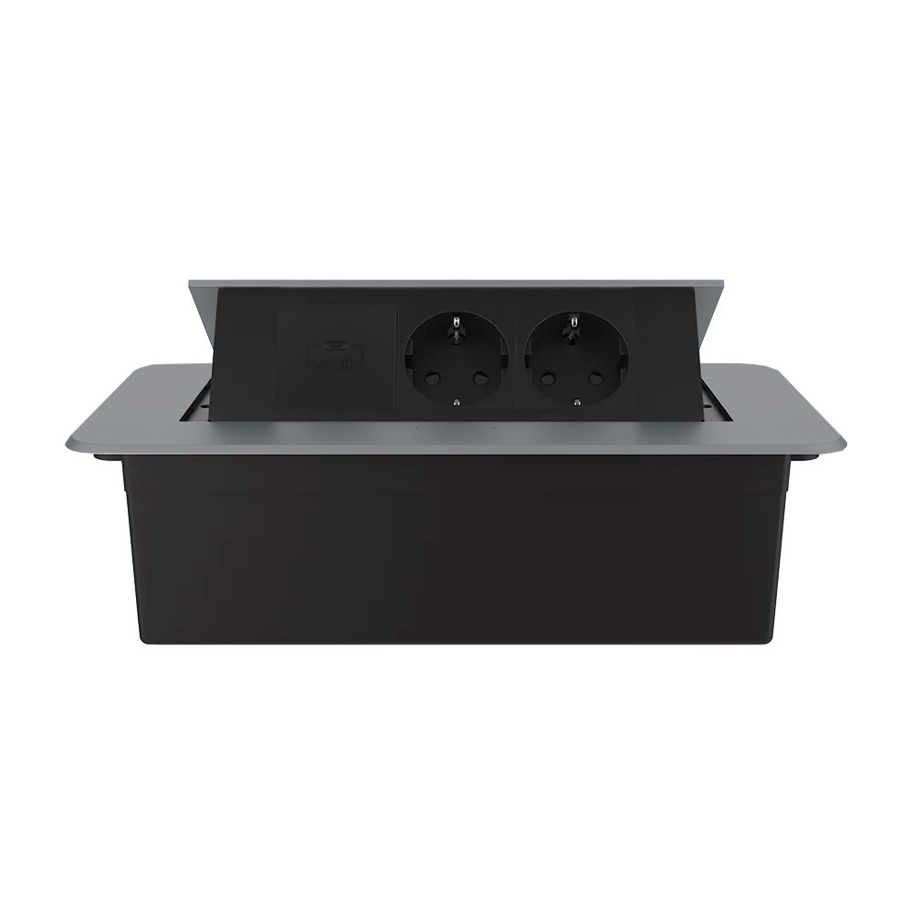 LIVOLO Меблева розетка потрійна LIVOLO сіра, вбудована у стільницю, з USB Type-C 45 Вт, висувна Коломия - фото 4