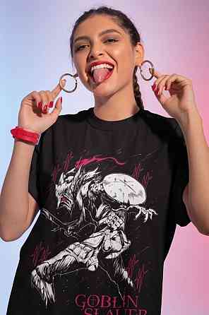 Футболка з аніме принтом Гоблін Слайер Аніме Манга оверсайз (S/M/L) Чорний AnimeJ0821 Дніпро