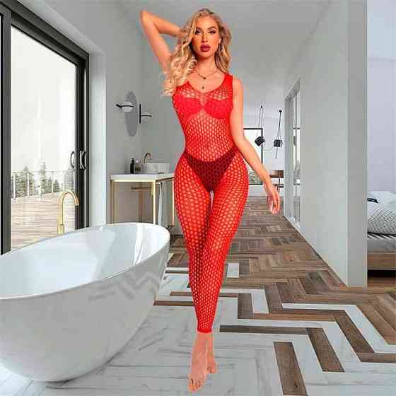 Сексуальний бодистокінг у сітку з відкритою спиною (без відкритого доступу) червоний — XS/S/M — Еротична білизна Вінниця