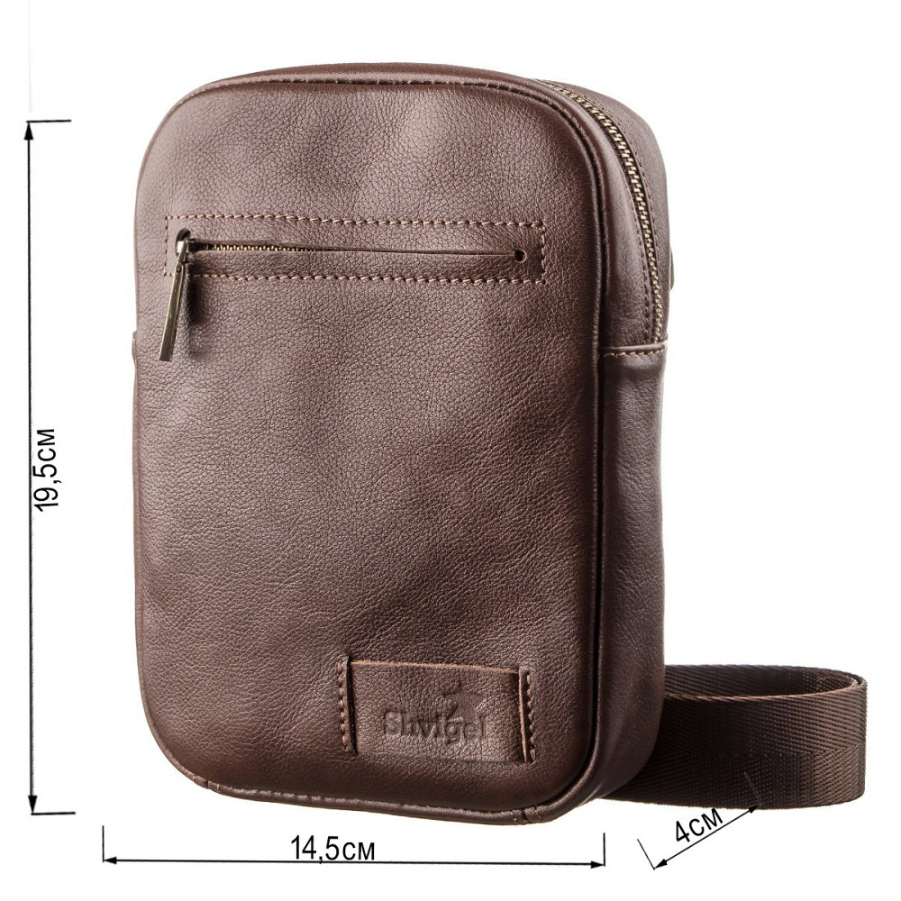 Мужская кожаная сумка SHVIGEL 19103 Коричневая Киев - изображение 3