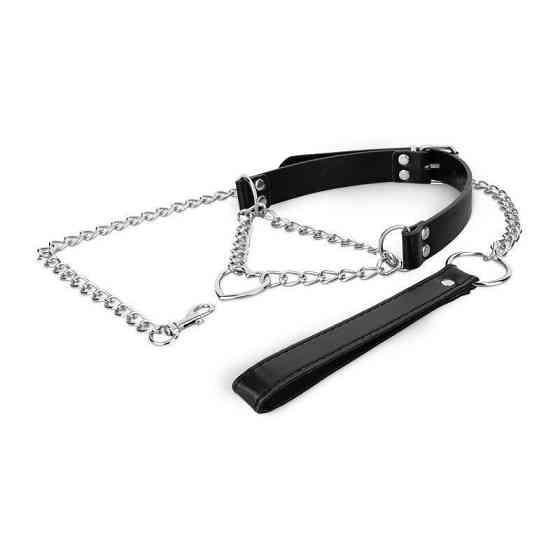 Нашийник з повідцем Bedroom Fantasies: Collar with Chain - Silver Sex Aura Київ