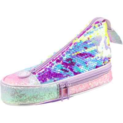 Пенал Cool For School в форме кеда с пайетками 2 отделения Фиолетовый (5987-purple) Винница