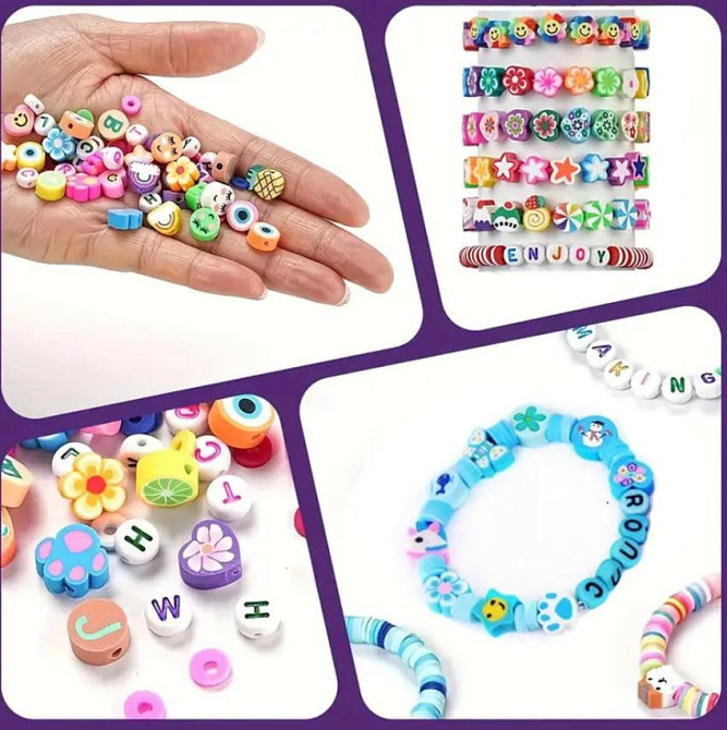 Набор из 1000 бусин для браслетов и украшений, акрил и полимерная глина, разноцветные бусины. Киев - изображение 2