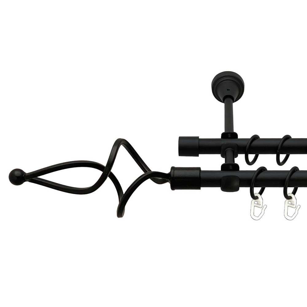 Карниз Orvit Ажур Хвилястий металевий дворядний відкритий гладка труба кільце металеве Чорний Оксамит 16\16 мм 140 см Львів - фото 1