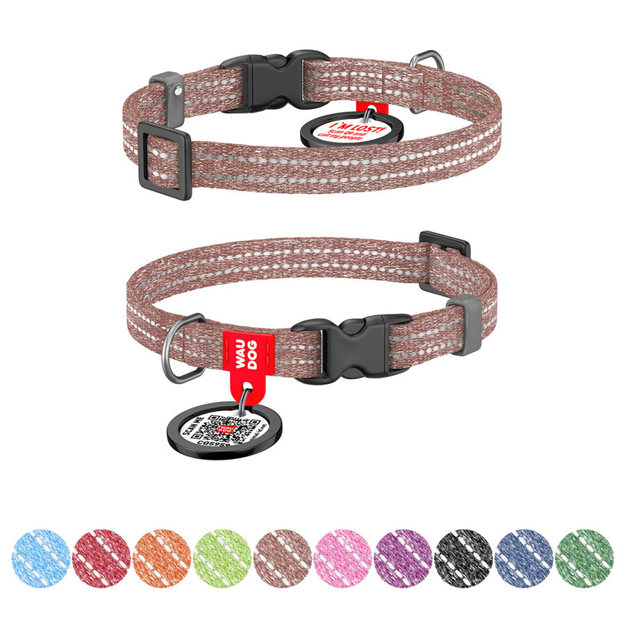 Нашийник для котів та дрібних порід собак WAUDOG Re-cotton з QR паспортом, відновлена бавовна, Коломыя - изображение 1