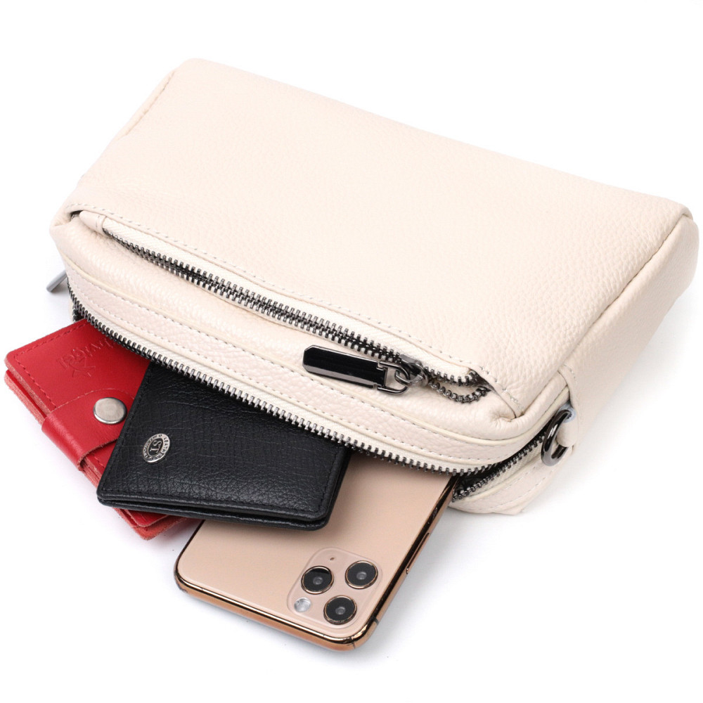 Сумка-клатч для жінок із м'якої натуральної шкіри Vintage 22376 Біла Київ - фото 5