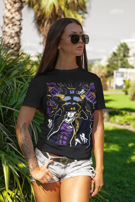 Футболка чоловіча з аніме принтом Джоджо С Бізарре Адвентуре оверсайз (S/M/L) Чорний AnimeJ1177 Дніпро - фото 8
