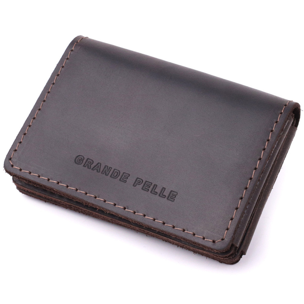 Стильная обложка на автодокументы в винтажной коже GRANDE PELLE 22873 Темно-коричневая Киев - изображение 1