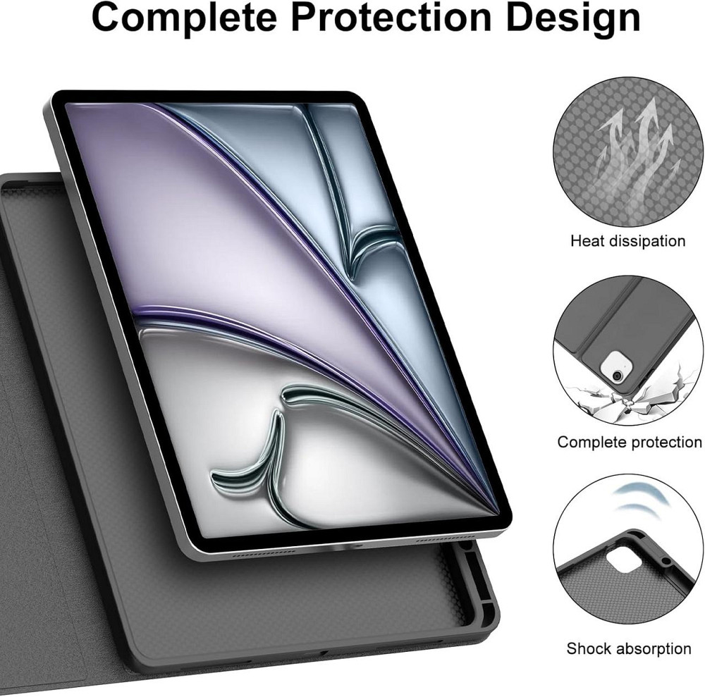 Клавіатура-кейс IVEOPPE для iPad Air 13'' (M2/M3) і iPad Pro 12.9'' 2018–2022, знімна Bluetooth підсвітка UK USB‑C чорна Київ - фото 7