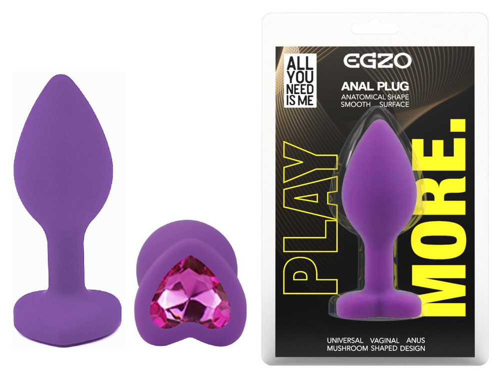Силиконовая анальная пробка EGZO - Silicone Violet Heart Plug Rose, size S Sex Aura Киев - изображение 1