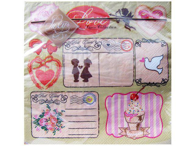 Бумажная салфетка на свадьбу (ЗЗхЗЗ, 20шт) Luxy  Любовная новость (153) (1 пачка) Харьков - изображение 1