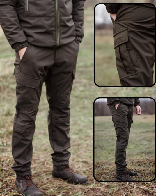 Тактичні чоловічі зимові штани Soft Shell на флісі в камуфляжі хакі якісні зимові штани зсу WAR Львів - фото 1