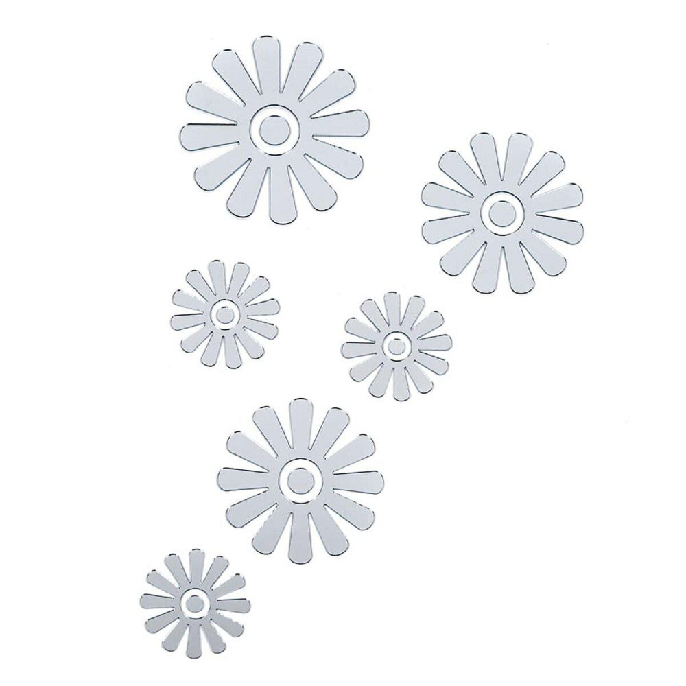 Зеркальный декор акриловый самоклеющийся Цветы серебро, 6шт (D) SW-00002519 Днепр - изображение 1