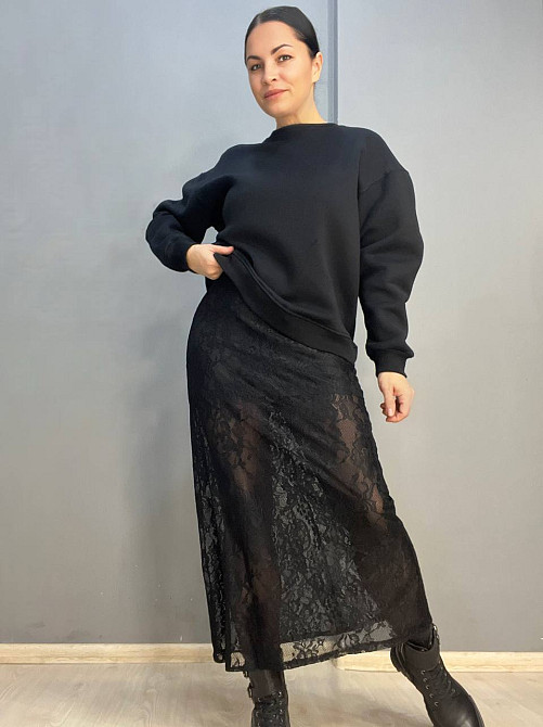 Спідниця жіноча Shiqi 9313 гіпюр прозора довга з підкладкою чорна, чорний, M Київ - фото 5