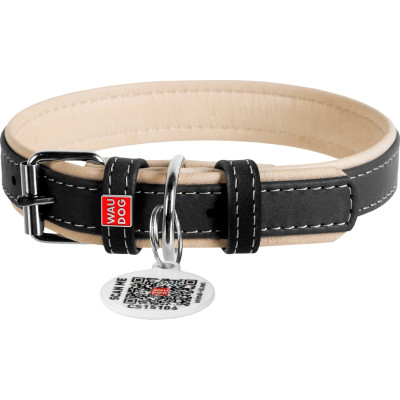 Ошейник для животных WAUDOG Soft с QR паспортом XS Ш 15 мм Д 27-36 см черный (7188) Винница - изображение 1