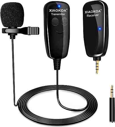Беспроводной петличный микрофон XIAOKOA N81-UNF UHF, до 50 м, 48 кГц, 5–6 ч, для смартфона и камеры Киев