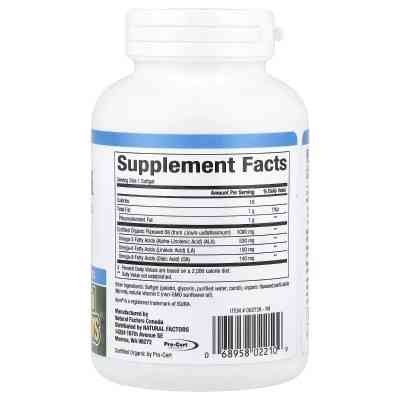 Трави Natural Factors Лляна олія, 1000 мг, OmegaFactors, Flaxseed Oil, 90 гелевих капсул (NFS-02210) Вінниця