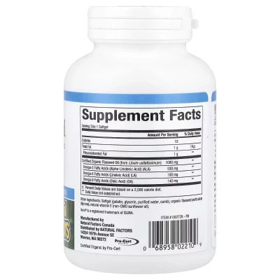 Трави Natural Factors Лляна олія, 1000 мг, OmegaFactors, Flaxseed Oil, 90 гелевих капсул (NFS-02210) Вінниця - фото 2