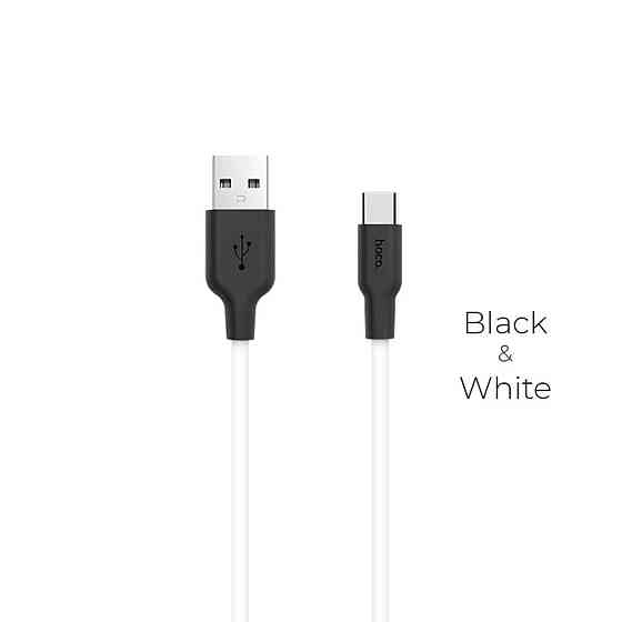 Кабель HOCO X21 USB to Type-C 2A, 1m, silicone, TPE connectors, Black+White Київ