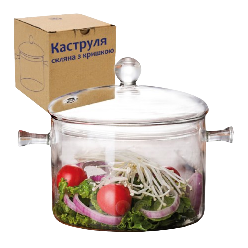 Каструля скло 1,5л з кришкою 30050-1 S&T Житомир - фото 1
