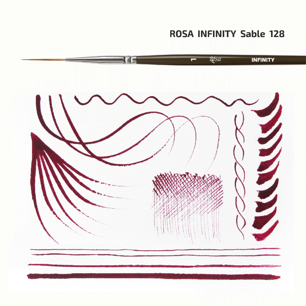 Пензель соболь круглий лайнер INFINITY 128 №0 коротка ручка ROSA Київ - фото 3