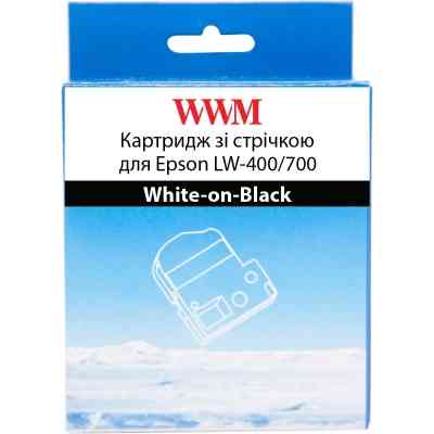 Стрічка для принтера етикеток WWM для Epson LW-400/700 18mm х 8m White-on-Black (WWM-SD18K) Вінниця