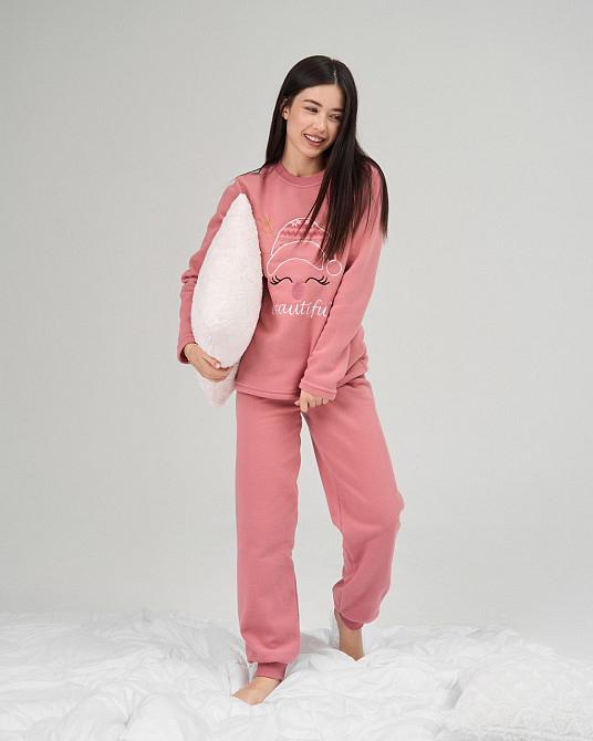 Женская теплая пижама со штанами Флис - Олень в шапке Lady Secret 94109 Киев - изображение 2