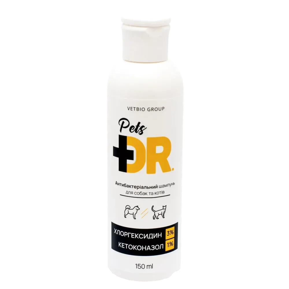 Антибактериальный шампунь Vetbio Dr.Pets с хлоргексидином и кетоконазолом для собак и кошек 150 мл Винница - изображение 1