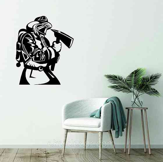 Декоративное настенное Панно «Пожарник» , Декор на стену 90*75 см, Черный Киев