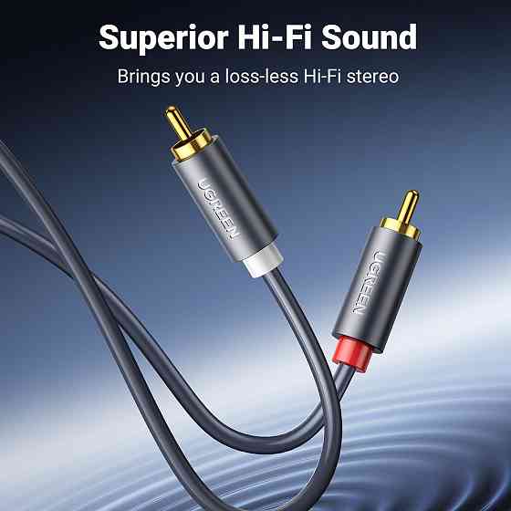 Аудиокабель UGREEN 2RCA, 5 м, черный Киев