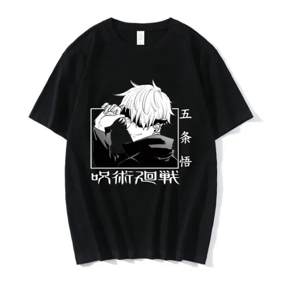 Футболка чоловіча з аніме принтом Магічна Битва / Годжо Розмір оверсайз (S/M/L) Чорний AnimeT1085 Дніпро