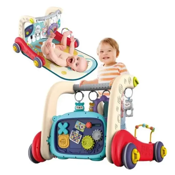 Детские ходунки 3в1 с музыкальным бизибордом, пианино с подсветкой и развивающим ковриком Коломыя