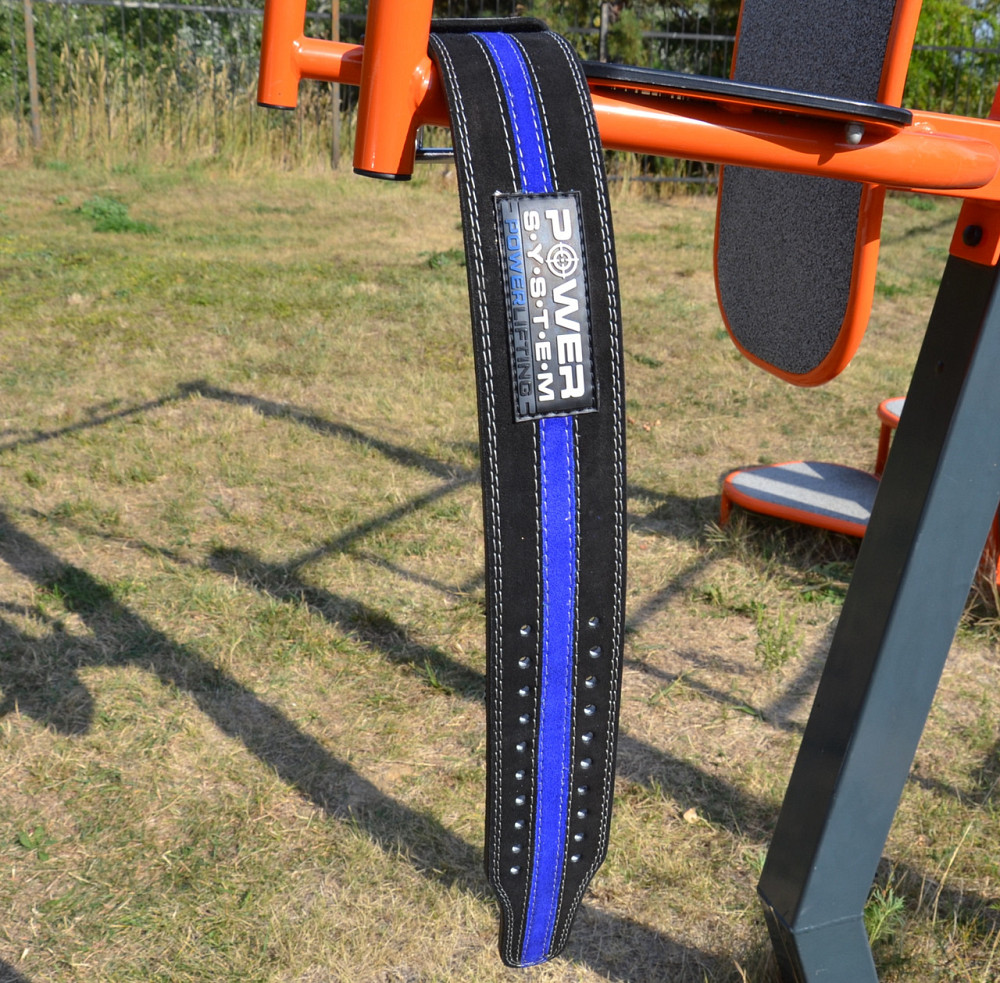 Пояс для пауерліфтингу Power System PS-3800  PowerLifting шкіряний Black/Blue Line L Киев - изображение 8