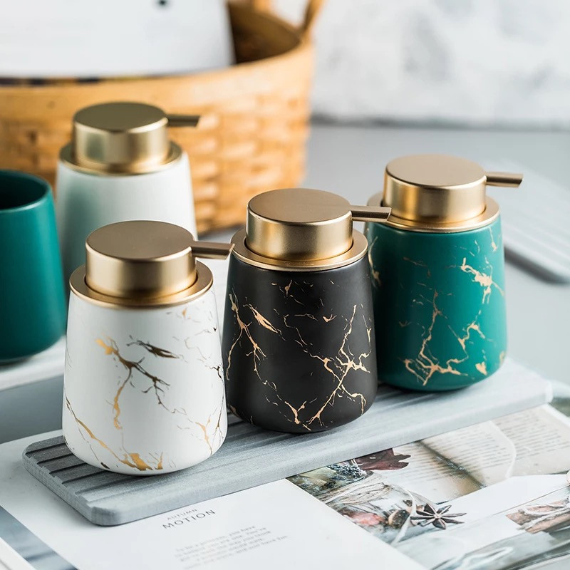 Дозатор для жидкого мыла, моющих средств керамический 400 мл, для ванной и кухни Зеленый Каменец-Подольский - изображение 5