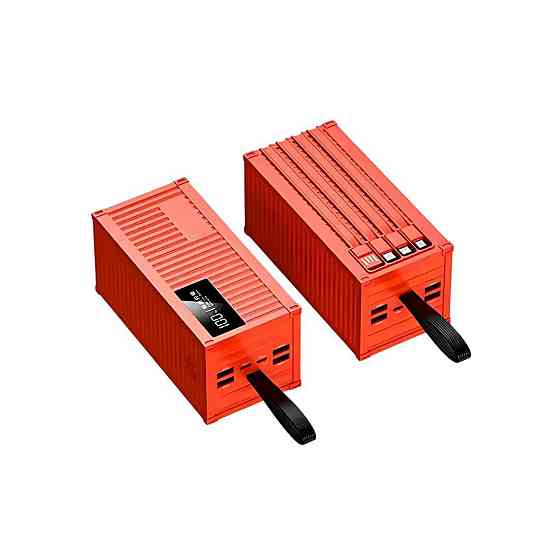 Портативный павербанк внешний аккумулятор, с фонариком 20000мАч, Powerbank с быстрой зарядкой и кабелями Red Каменец-Подольский
