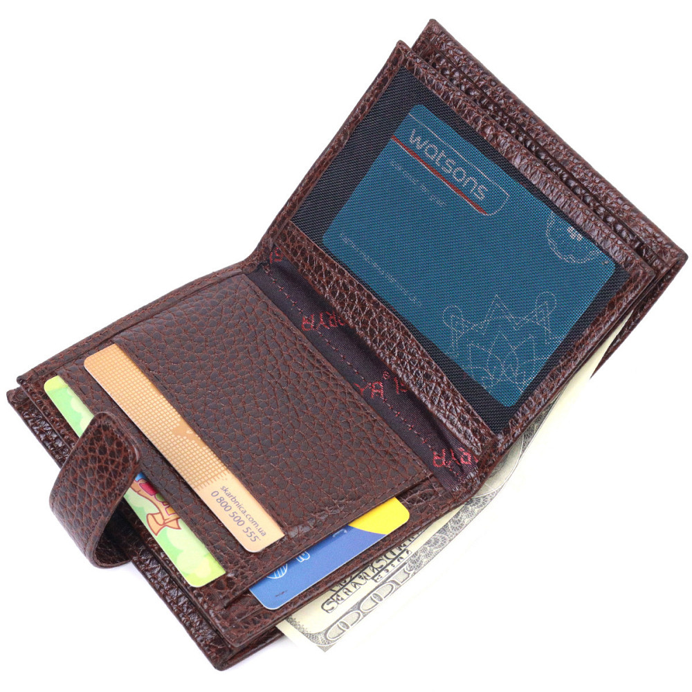 Чоловічий шкіряний невеликий гаманець KARYA 21389 Коричневий Київ - фото 4