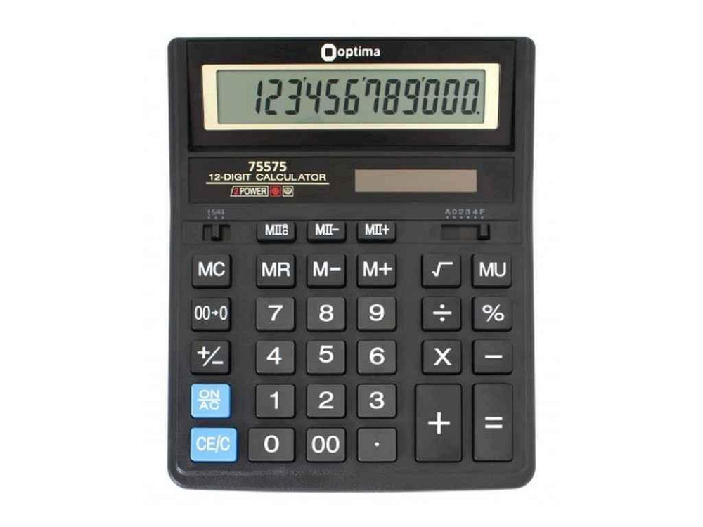 Калькулятор настольный Optima, 12 разрядов, размер 203*158*30.5 мм O75575 ТМ OPTIMA Solmir Solmir Solmir Київ - фото 1